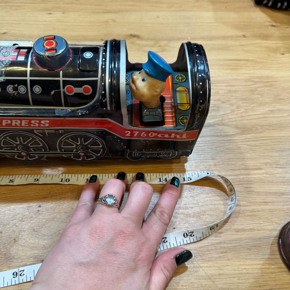 Vintage AHI 2760 Ding Dong Express Tin Litho Battery Operated Train Engine Japan - Picture 8 of 14